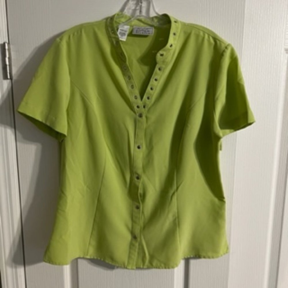 Kathy Che Women's Stretch Short Sleeve Top Shirt Large